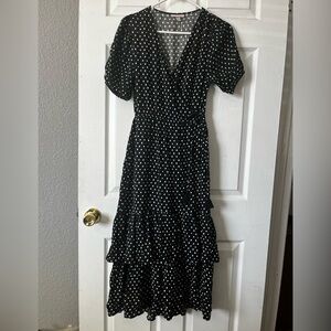 Knox Rose Black and White Patterned Midi wrap Dress